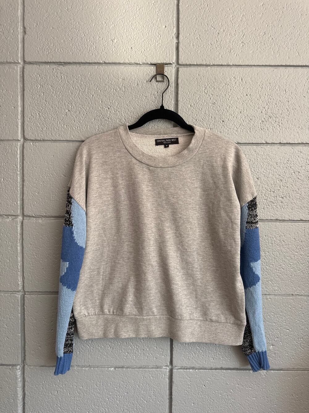 Central Park West Patchwork Raglan Sleeve Crewneck Sweatshirt size M